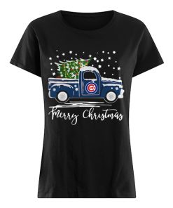 Chicago Cubs Pickup Truck Merry Christmas  Classic Women's T-shirt