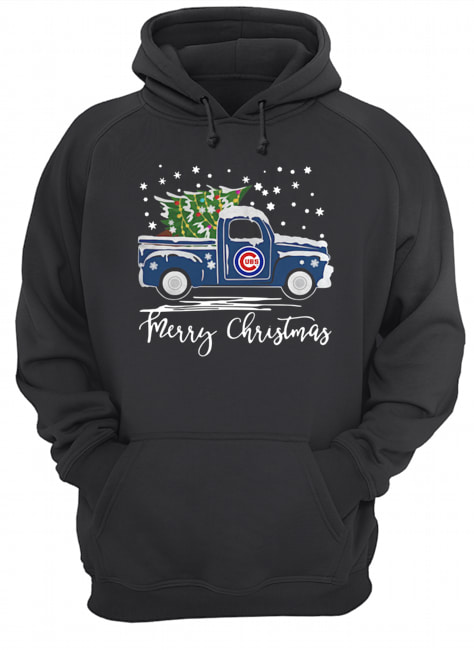 Chicago Cubs Pickup Truck Merry Christmas Unisex Hoodie