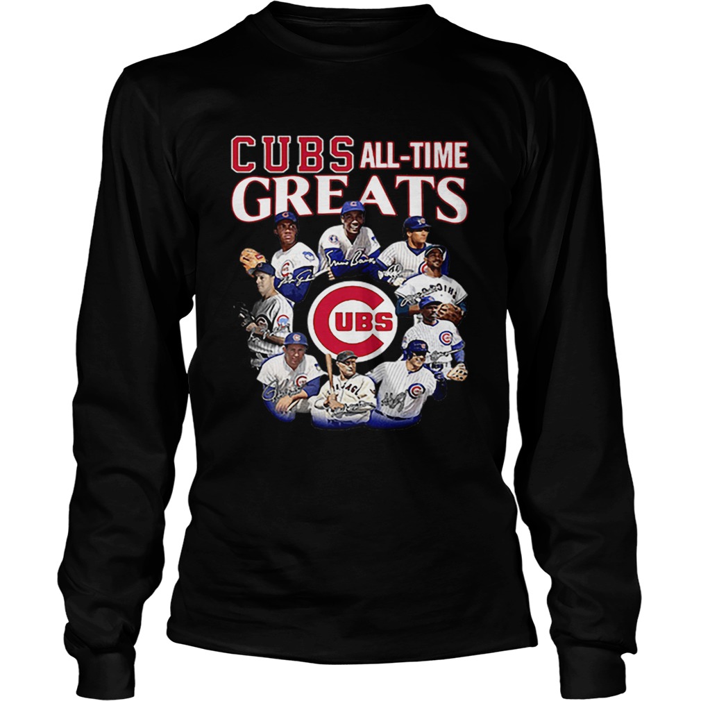 Chicago Cubs all time Greats team players signatures LongSleeve