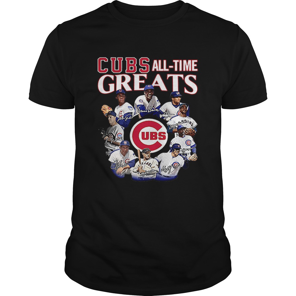 Chicago Cubs all time Greats team players signatures shirt