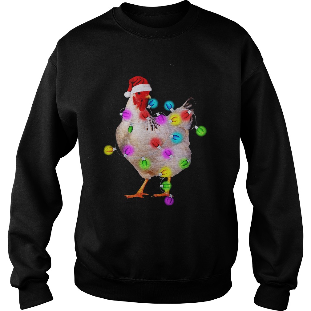 Chicken With Christmas Light Sweatshirt