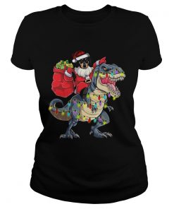 Christmas Dachshund Santa Riding Dinosaur Christmas Light  Classic Ladies