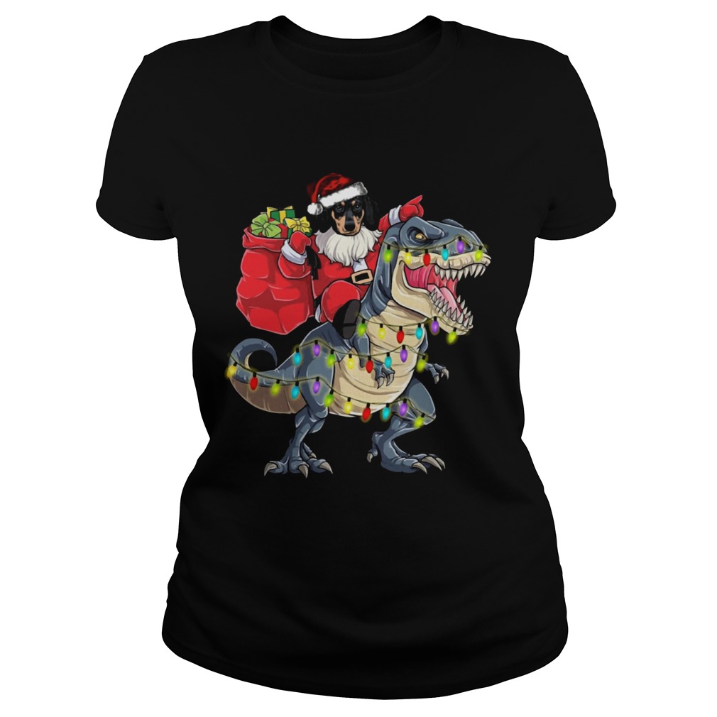 Christmas Dachshund Santa Riding Dinosaur Christmas Light Classic Ladies