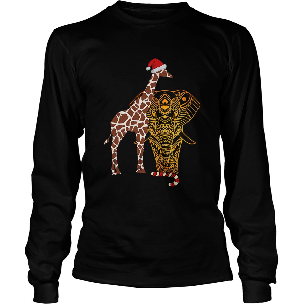 Christmas Elephant Giraffe Santa LongSleeve