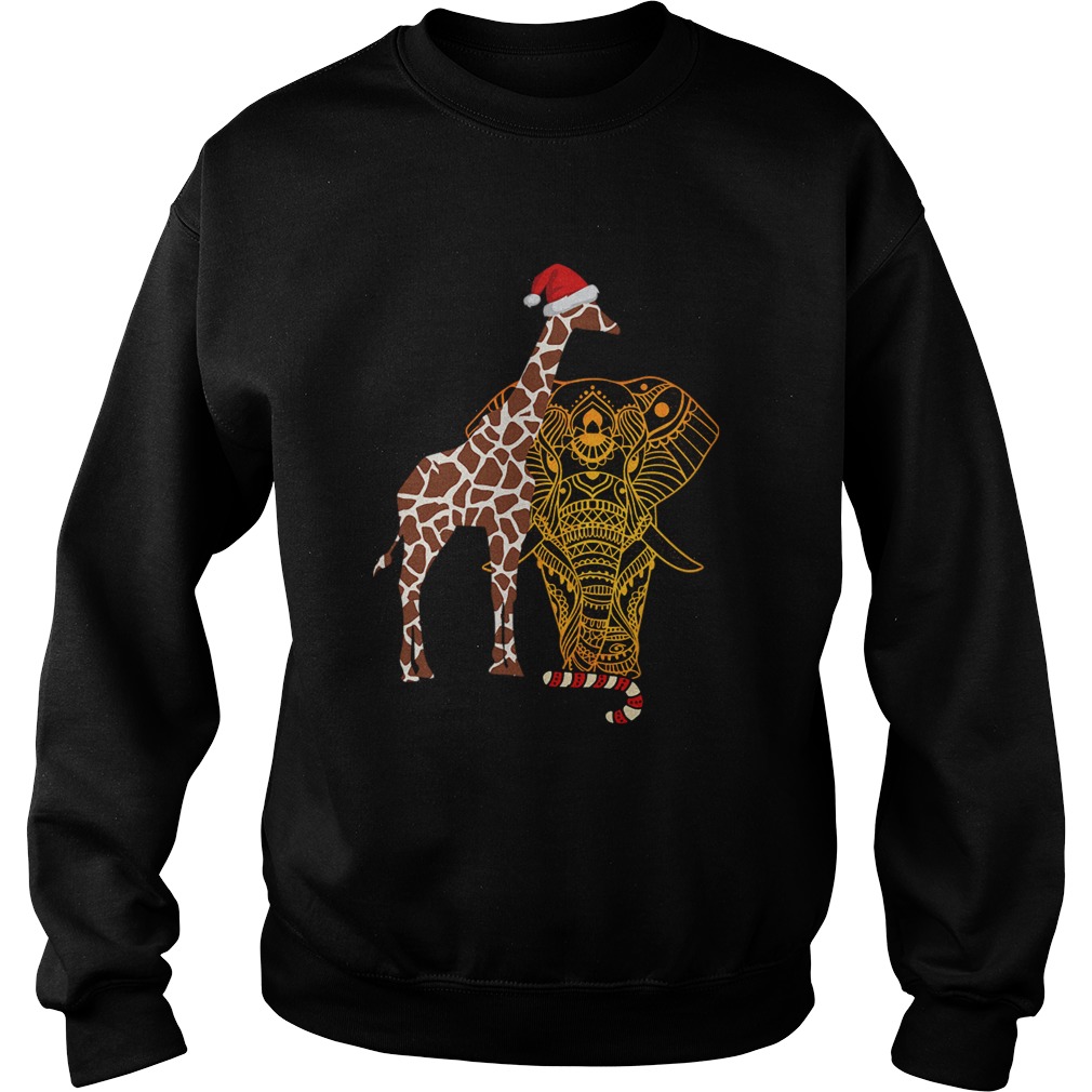 Christmas Elephant Giraffe Santa Sweatshirt