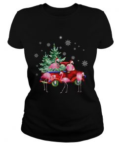 Christmas Flamingo Truck Funny Flamingo Santa Tree Xmas Gift  Classic Ladies