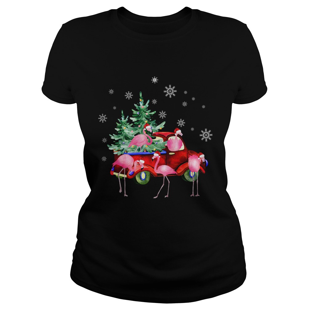 Christmas Flamingo Truck Funny Flamingo Santa Tree Xmas Gift Classic Ladies