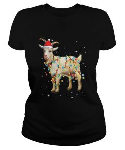 Christmas Lights Goat Wearing Santa Hat Funny Xmas  Classic Ladies