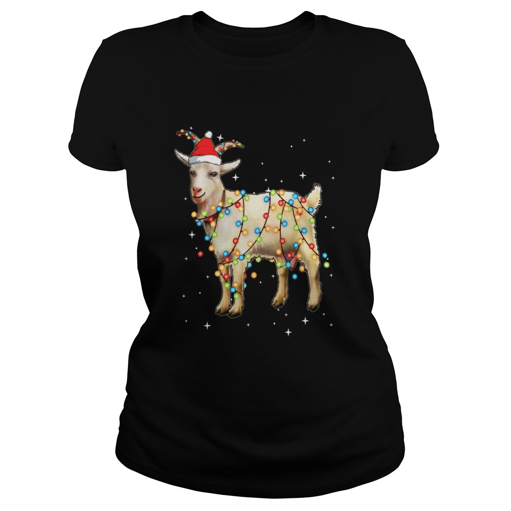 Christmas Lights Goat Wearing Santa Hat Funny Xmas Classic Ladies