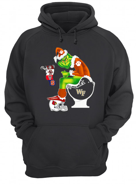 Clemson Tigers Grinch Santa Cardinals Arizona Wake Forest Demon Deacons Toilet Unisex Hoodie