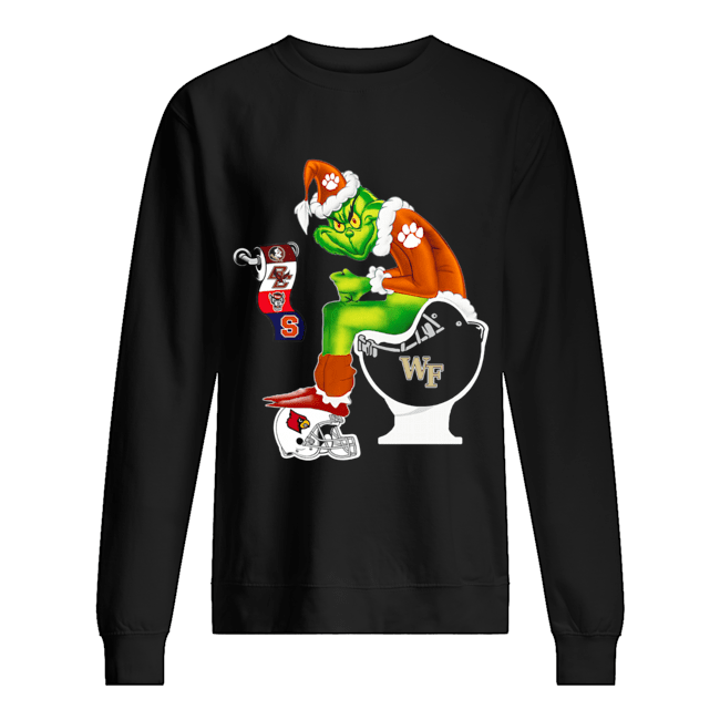 Clemson Tigers Grinch Santa Cardinals Arizona Wake Forest Demon Deacons Toilet Unisex Sweatshirt