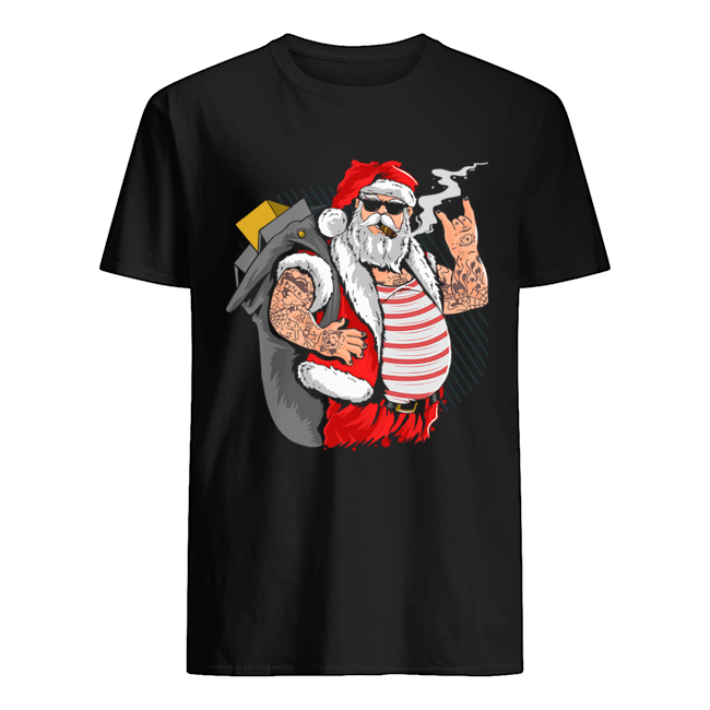 Cool Santa Claus Yule Tattoo Funny Christmas Xmas Gift shirt