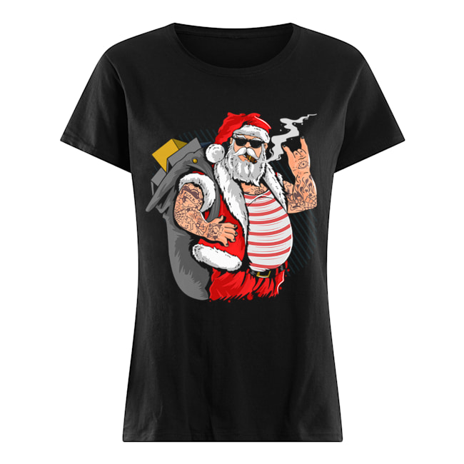 Cool Santa Claus Yule Tattoo Funny Christmas Xmas Gift Classic Women's T-shirt