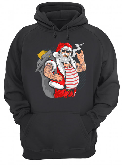 Cool Santa Claus Yule Tattoo Funny Christmas Xmas Gift Unisex Hoodie