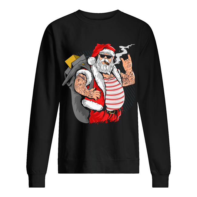 Cool Santa Claus Yule Tattoo Funny Christmas Xmas Gift Unisex Sweatshirt