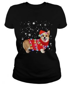 Corgi lovely christmas light Crewneck  Classic Ladies