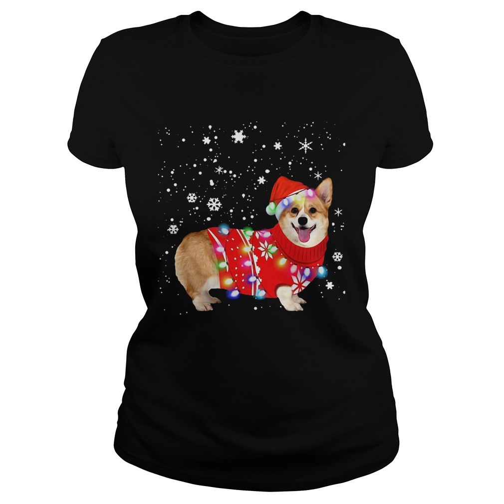 Corgi lovely christmas light Crewneck Classic Ladies