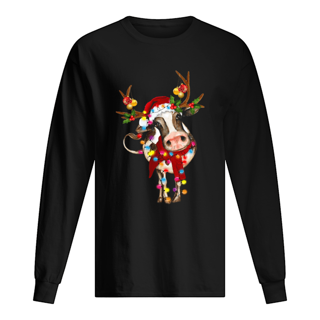 Cow Gorgeous Reindeer Light Christmas Long Sleeved T-shirt 