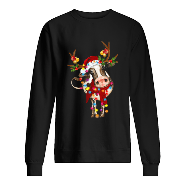 Cow Gorgeous Reindeer Light Christmas Unisex Sweatshirt