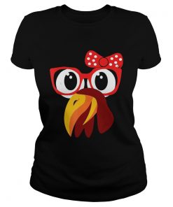 Cute Turkey Face With GlassesBow Nerdy  Classic Ladies