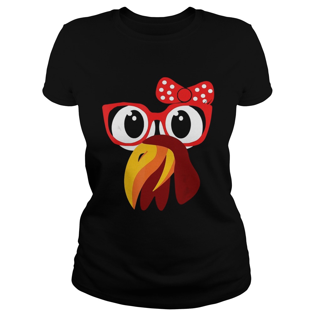 Cute Turkey Face With GlassesBow Nerdy Classic Ladies