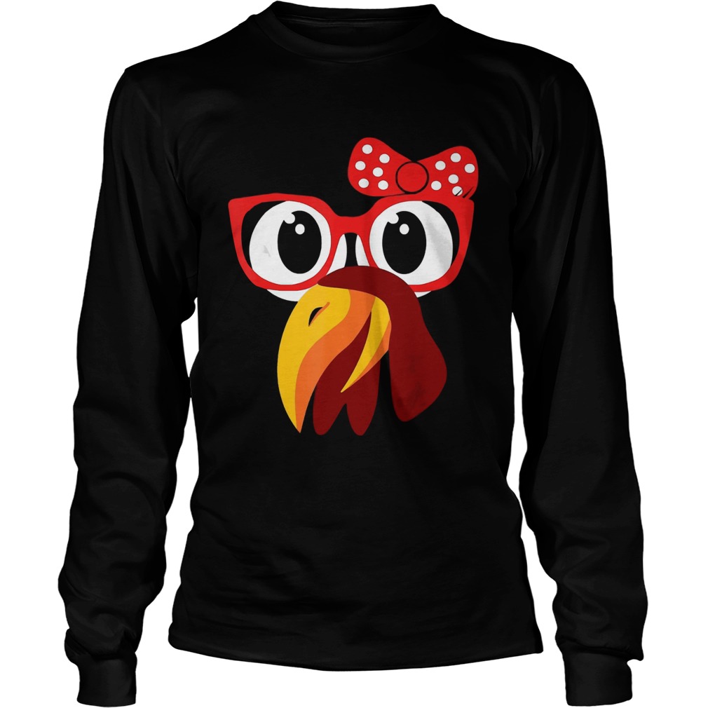 Cute Turkey Face With GlassesBow Nerdy LongSleeve