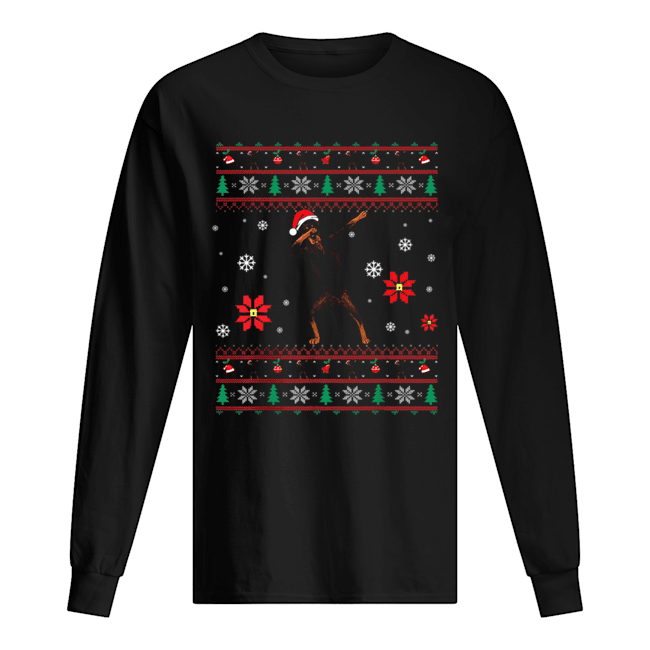 Dabbing Doberman Christmas Long Sleeved T-shirt 