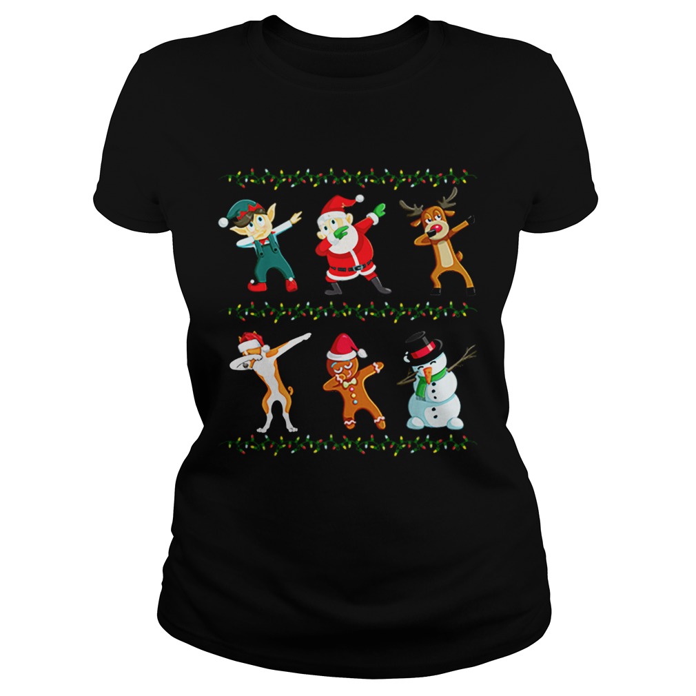 Dabbing Santa Basenji And Friends Christmas Classic Ladies