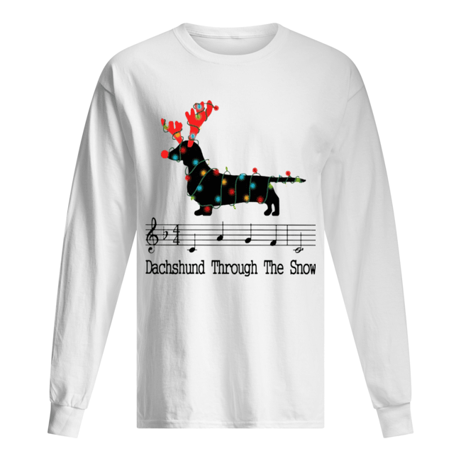 Dachshund Through The Snow Christmas Lights Long Sleeved T-shirt 