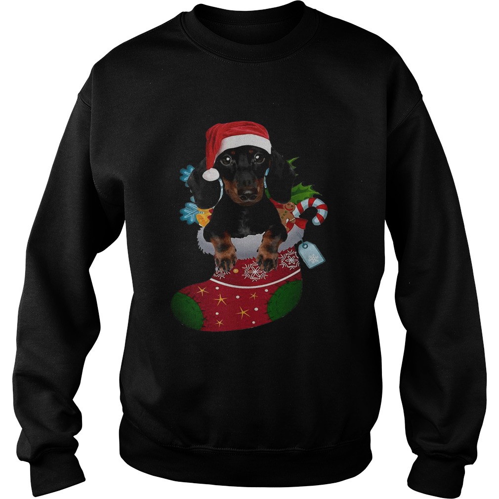 Dachshund in sock Christmas Sweatshirt