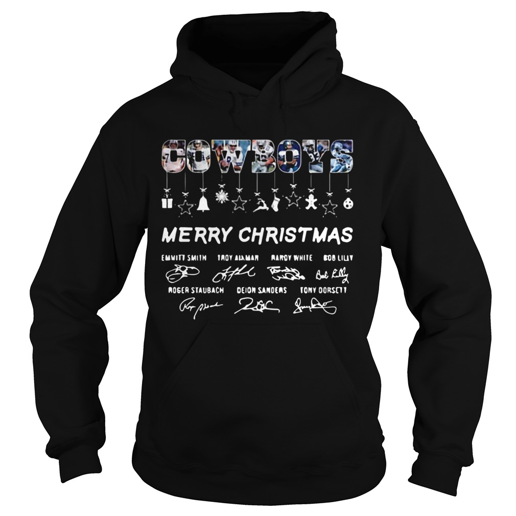 Dallas Cowboy legends Merry Christmas Players Signatures Hoodie