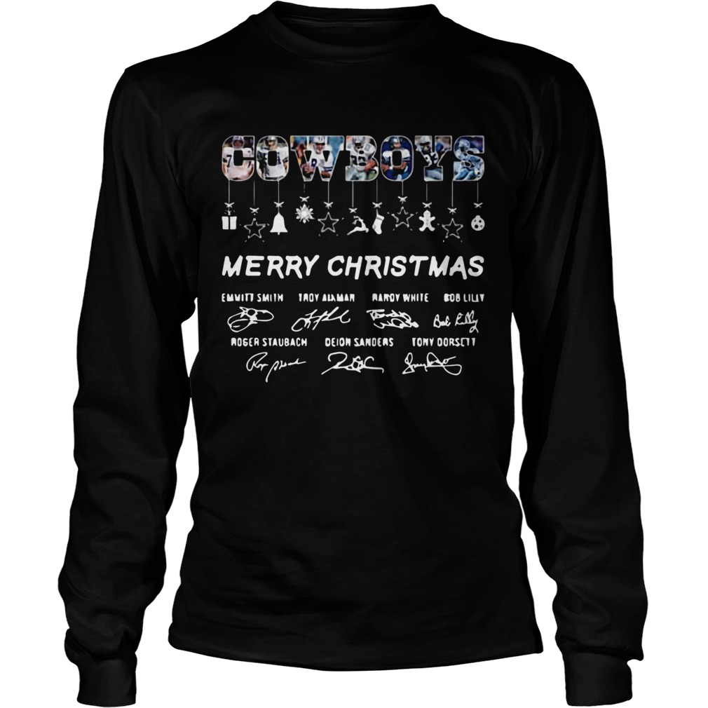 Dallas Cowboy legends Merry Christmas Players Signatures LongSleeve