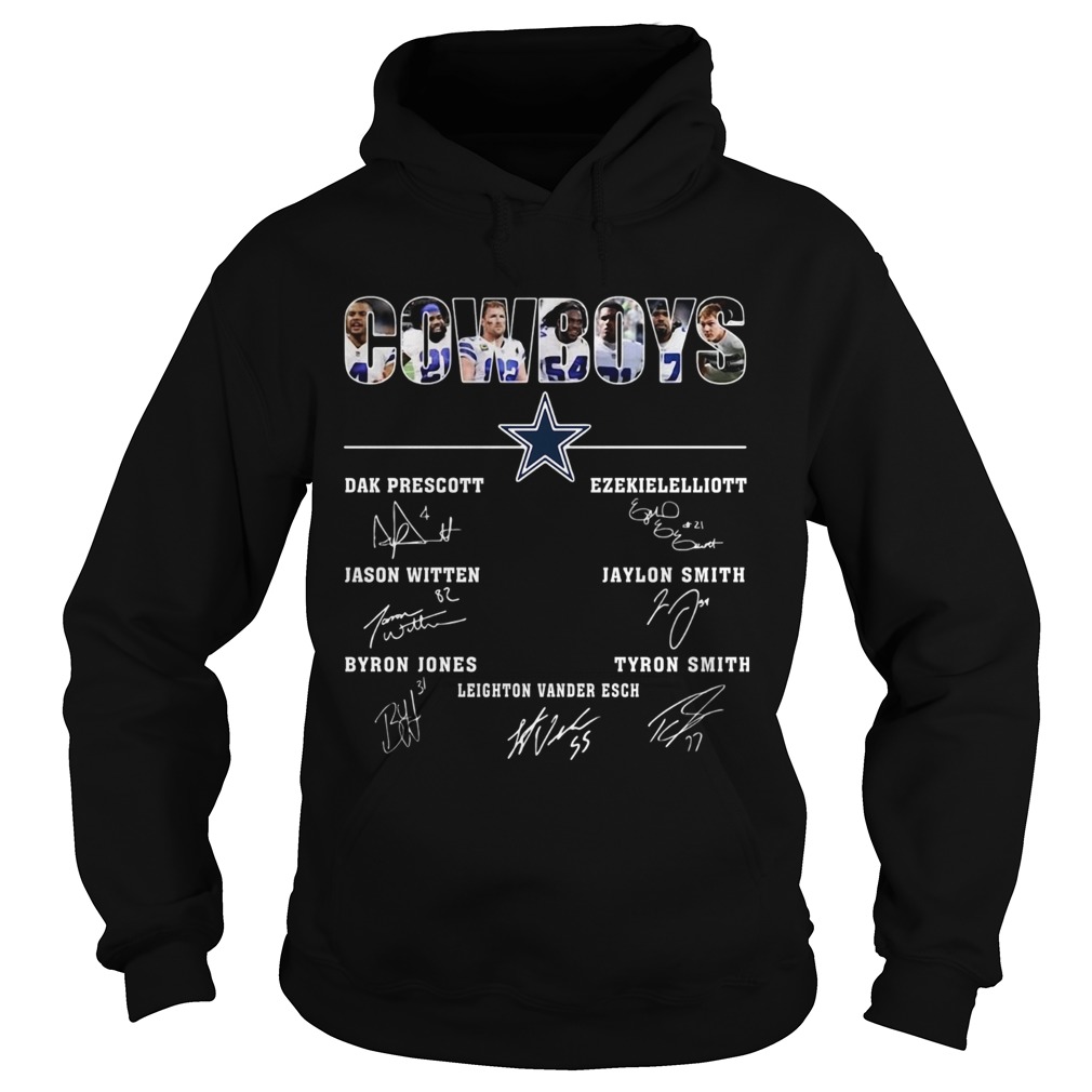 Dallas Cowboys Jason Witten Dak Prescott Ezekiel Elliott Byron Jones Tyron Smith Signatures Hoodie