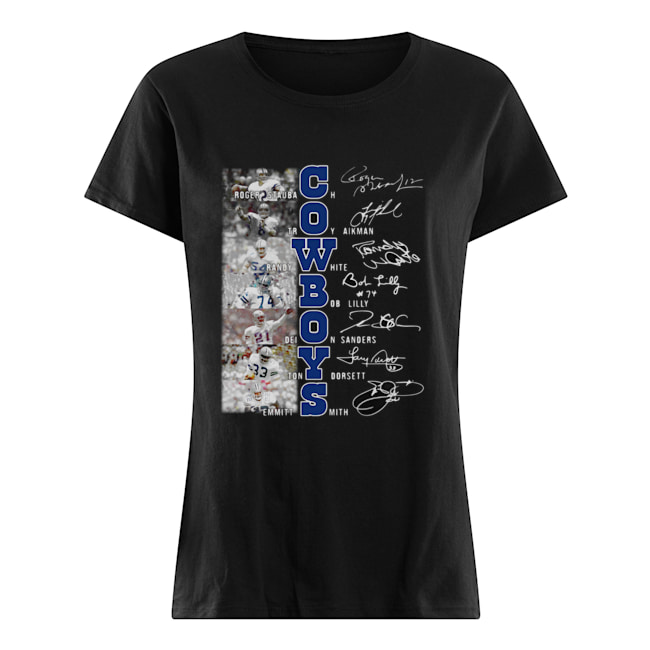 Dallas Cowboys Roger Staubach Troy Aikman Randy White Signatures Classic Women's T-shirt