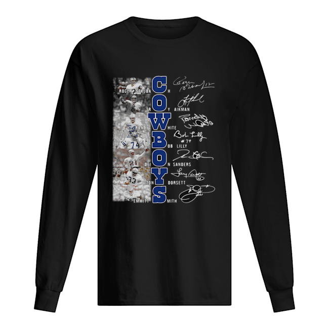 Dallas Cowboys Roger Staubach Troy Aikman Randy White Signatures Long Sleeved T-shirt 