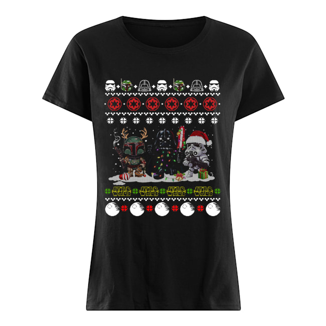 Darth Vader R2D2 Boba Fett chibi ugly christmas Classic Women's T-shirt