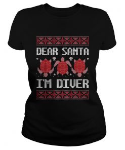 Dear Santa IM Scuba Diver Ugly Sea Turtle Christmas Sweater  Classic Ladies