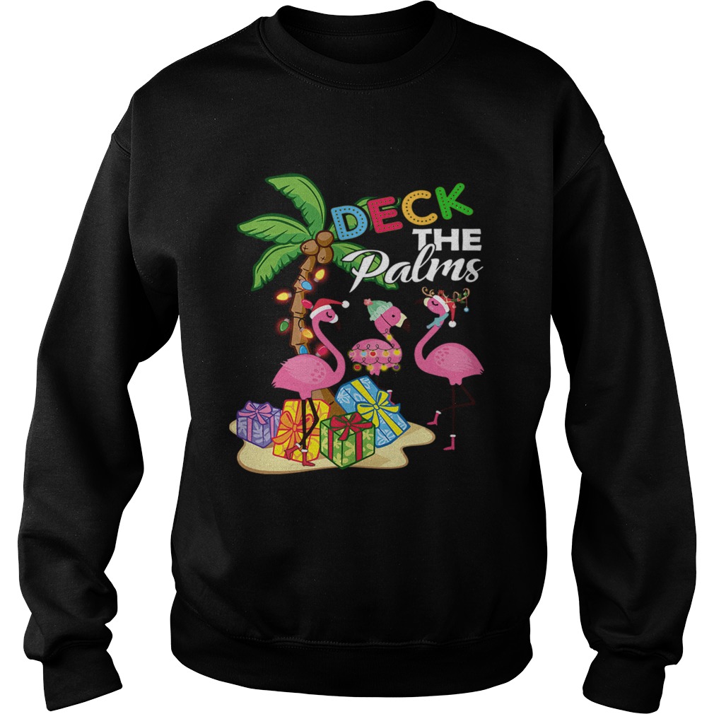 Deck the Palms Merry Flamingo Christmas  Sweatshirt