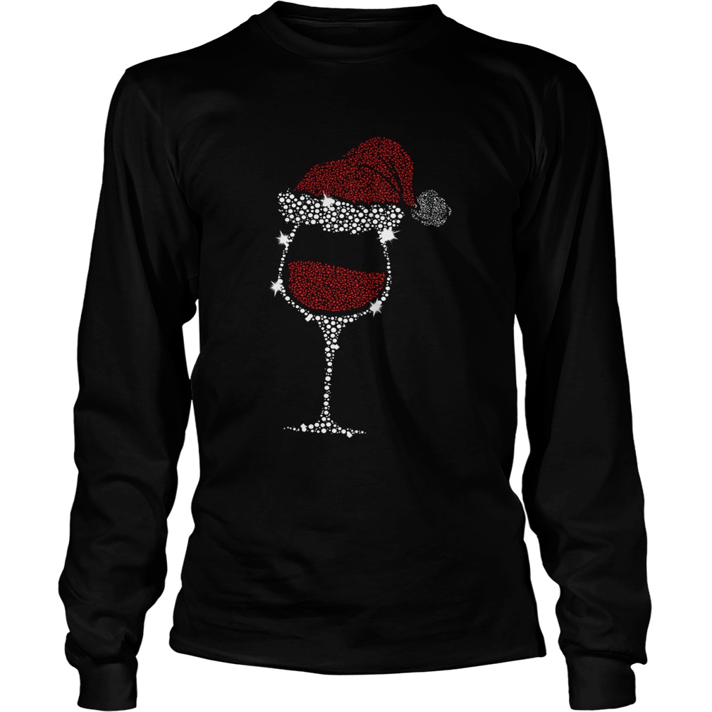 Diamond Wine Glasses Santa Hat Christmas LongSleeve