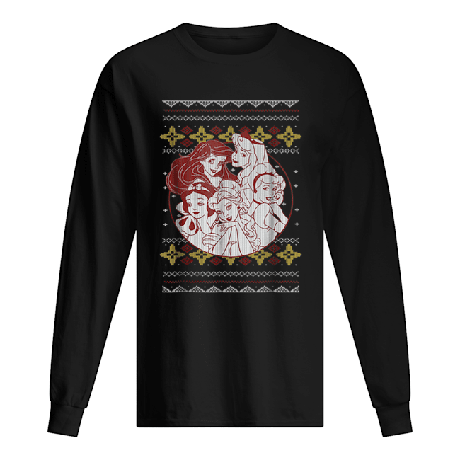 Disney Princess Circle Group Shot Ugly Christmas Long Sleeved T-shirt 