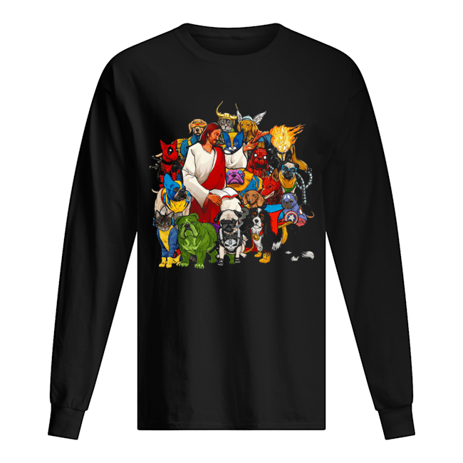 Dog Avengers Jesus that's how I saved the world Long Sleeved T-shirt 