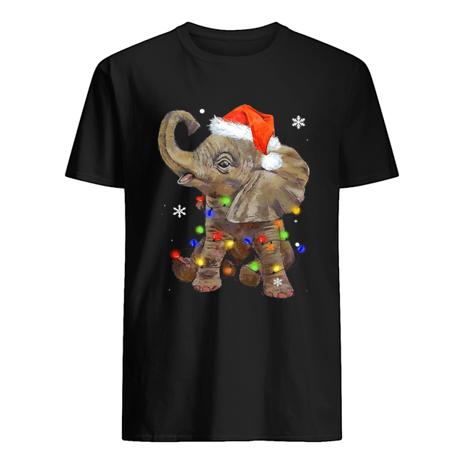 Elephant Santa Christmas Light shirt