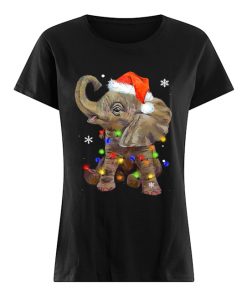 Elephant Santa Christmas Light  Classic Women's T-shirt