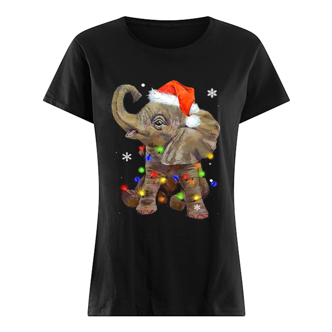 Elephant Santa Christmas Light Classic Women's T-shirt