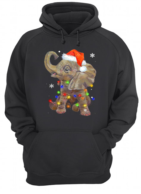 Elephant Santa Christmas Light Unisex Hoodie