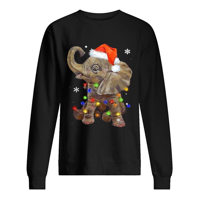 Elephant Santa Christmas Light Unisex Sweatshirt