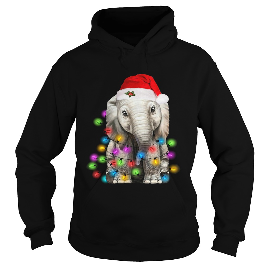 Elephant Santa Light Christmas Hoodie