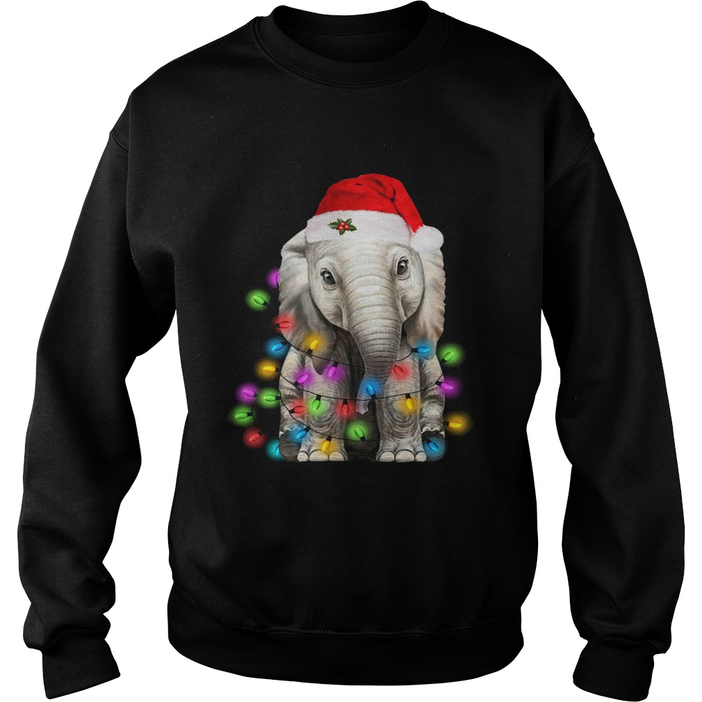 Elephant Santa Light Christmas Sweatshirt