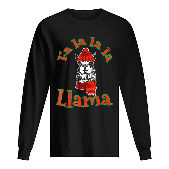 Fa La La Llama Shirt Funny Christmas Long Sleeved T-shirt 