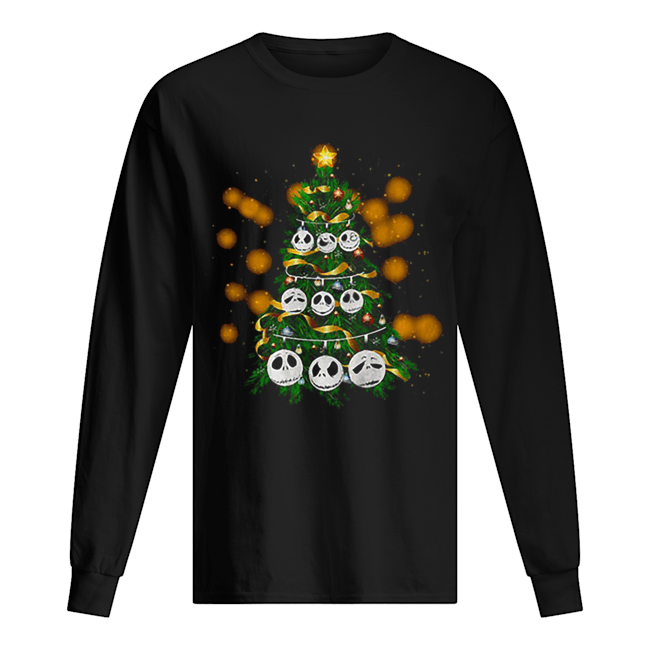 Face Jack Skellington Christmas tree Long Sleeved T-shirt 